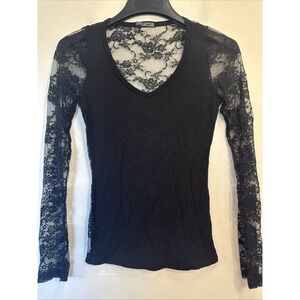 Vintage lace sleeve sweetheart neckline top Sm Y2K Fairy Grunge Goth Romance